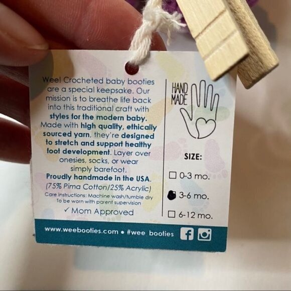 Wee Booties Purple Crochet Hat & Booties NWT 3-6M - Picture 8 of 9